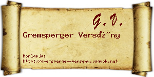 Gremsperger Versény névjegykártya